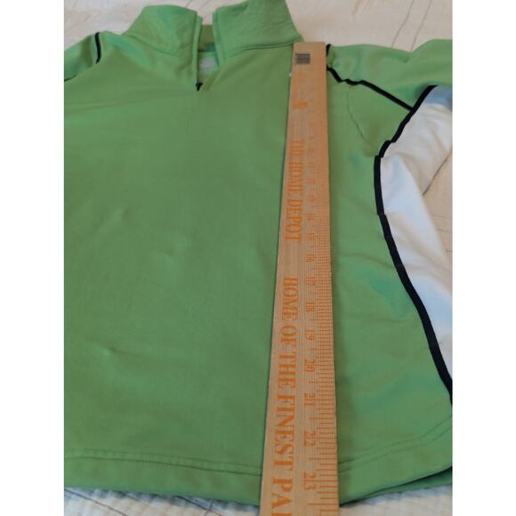 Descente 1/4 Zip Kelly Green White Stripe Ski Cycling Pullover Sweater Sz US 6 - Picture 4 of 7